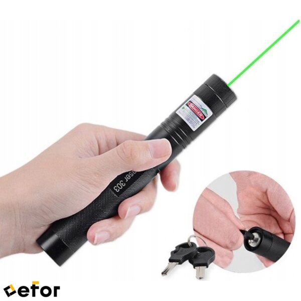 ŞARJLI PİLLİ ANAHTAR EMNİYETLİ YEŞİL LAZER POINTER (50 KM)