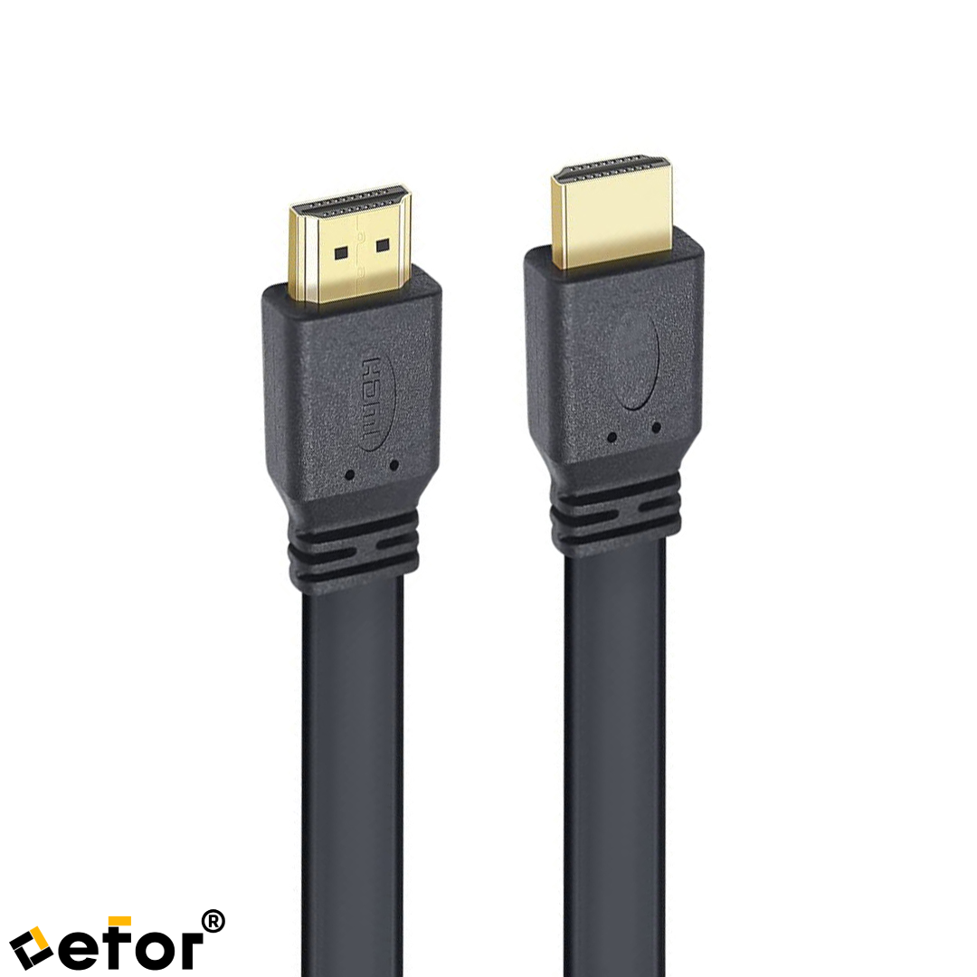DÜZ SİYAH 1.5 METRE FLAT YASSI GOLD UÇLU HDMI KABLO