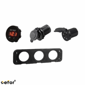 VOLTMETRE + ÇAKMAK GİRİŞİ + 2'Lİ USB + 3'LÜ KULAK PANO TİP 28MM